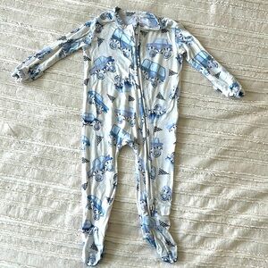 Posh Peanut Zipper Footie - Franklin trucks and checkers